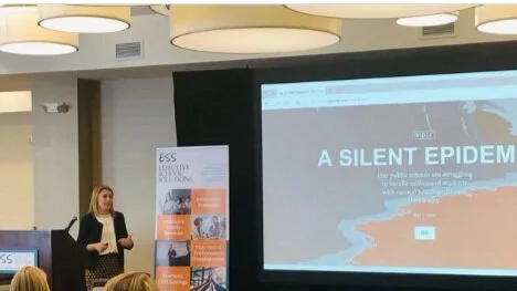 Amy Kennedy, Education Director of The Kennedy Forum, talking at The Annual Mental Health Summit sponsored by Effective School Solutions