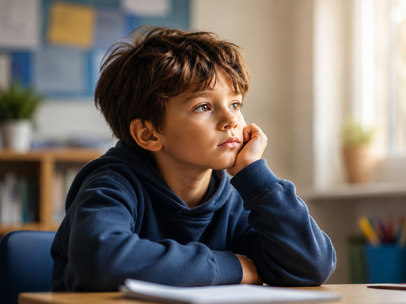 A child looking thoughtful