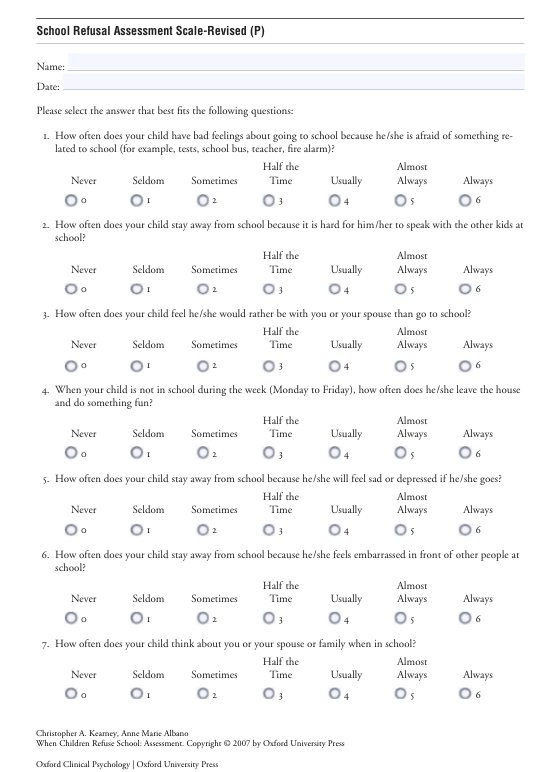 Preview of the School Refusal Assessment Scale – Revised PDF