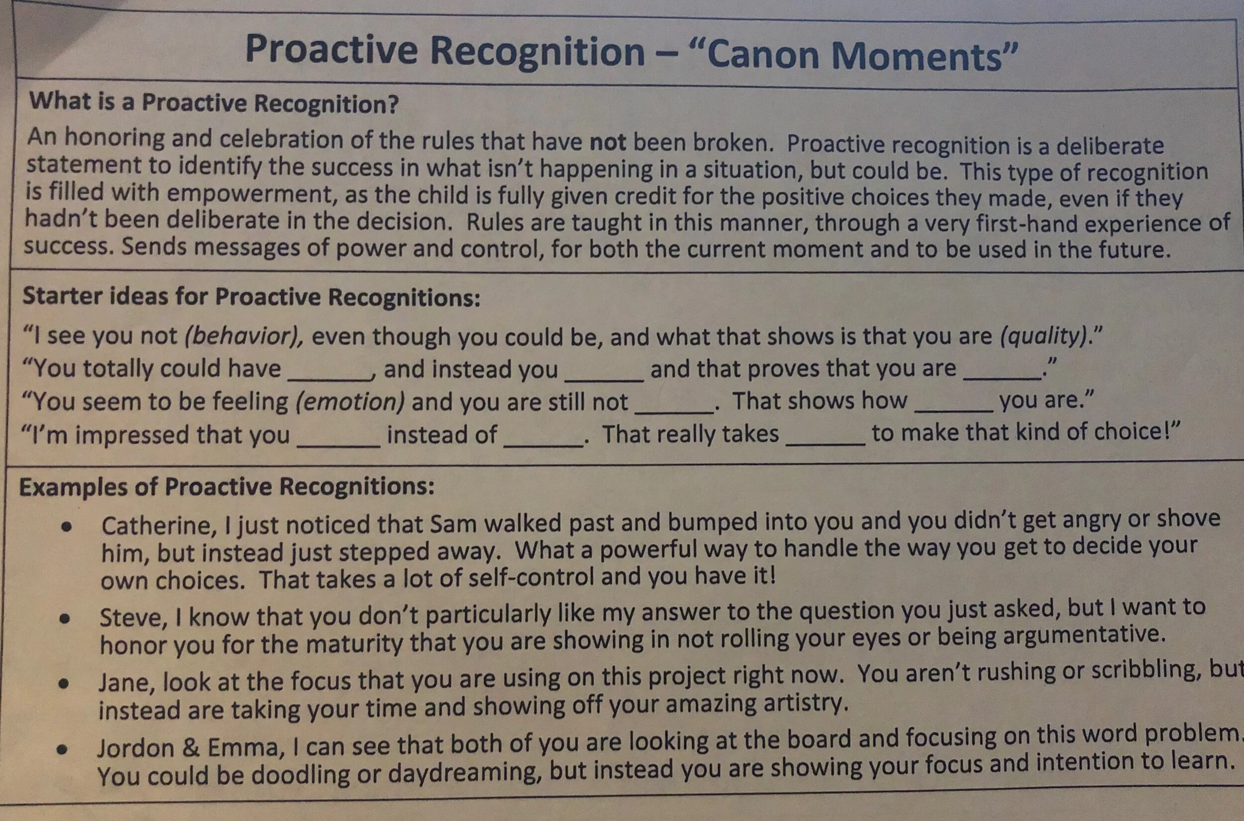 This is a sample from a nurtured heart presentation and introduces the concept of Proactive Recognition from the Nurtured Heart Approach. Copyright 2019: Howard Glasser